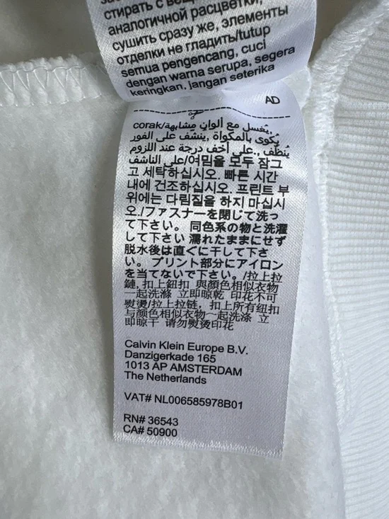 Calvin Klein Men’s White Zip-Up Jacket with Black Logo Panel, Large - Picture 8 of 9